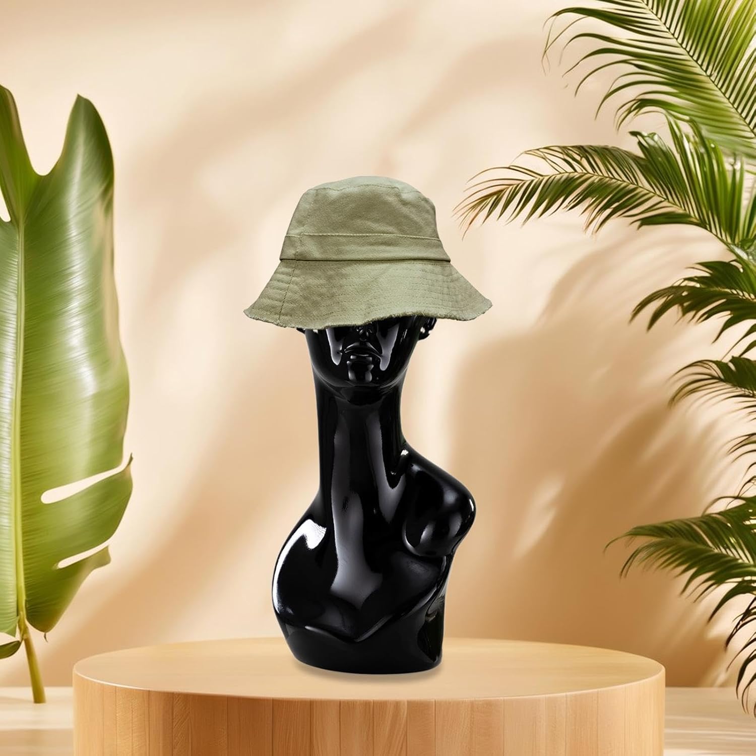 Mannequin Head Wig Stand Hat Display Stand Decorative Lightweight Multifunction Wig Holder Hat Rack for Headband Jewelry Home, Black