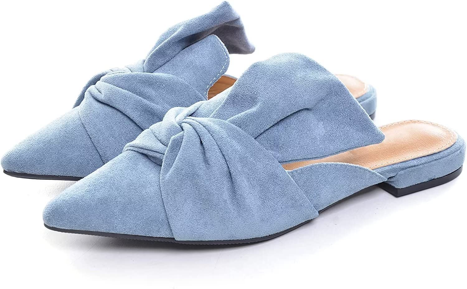 VFDB Women Mules Elegant Dressy Flats Closed Toe Microfiber Leather Shoes Adjustable Buckle Strap Mary Jane Casual Office Shoes