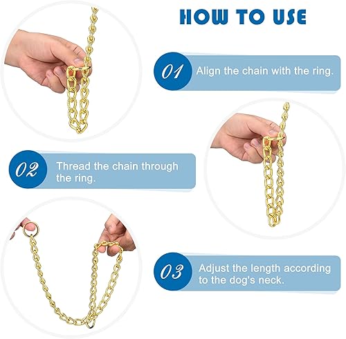 Miniatura 3 de Mogoko Collar de cadena de acero inoxidable para perro, collar de metal para cachorros, collar deslizante de cadena en P para entrenamiento de