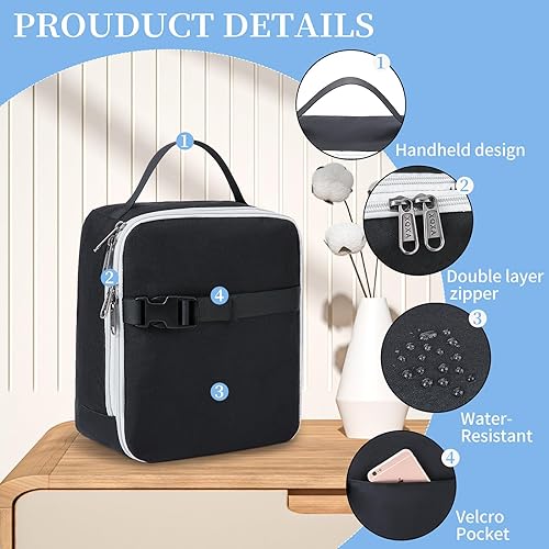 Miniatura 3 de XQXA Bolsa de almuerzo aislada  Lonchera reutilizable gruesa térmica, suave, a prueba de fugas, para adultos, oficina, viajes, picnic (Negro-L)
