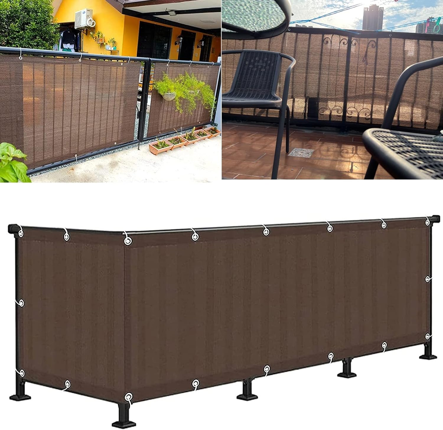Shade tarp Brown Fence Privacy Screen 0.9x5m, Balcony Railing Shade