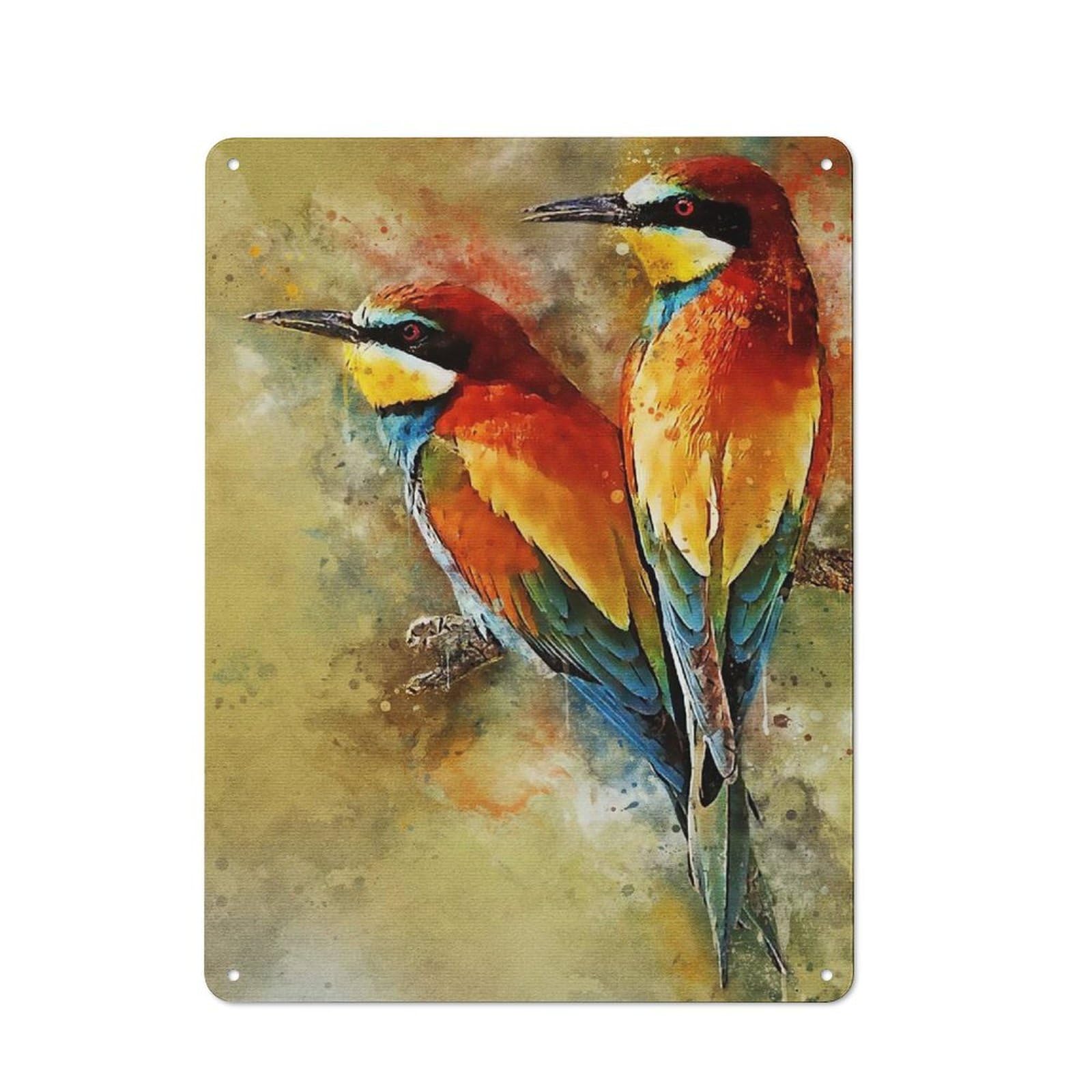 Understated Office Metal Sign 40x30cm Featuring Watercolor Birds, Studio Wall Plaque for Office, Study, Studio Or Hallway