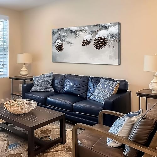 Miniatura 3 de 20"x 40" Canvas Wall Art Vintage Winter Forest Snowy Country Farmhouse Christmas Xmas Pine Framed Pictures Painting Prints Large Wall Art for Living
