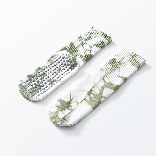 Miniatura 7 de Calcetines de yoga y pilates con empuñaduras para mujer, antideslizantes, coloridos, teñidos, acolchados, calcetines para baile de ballet