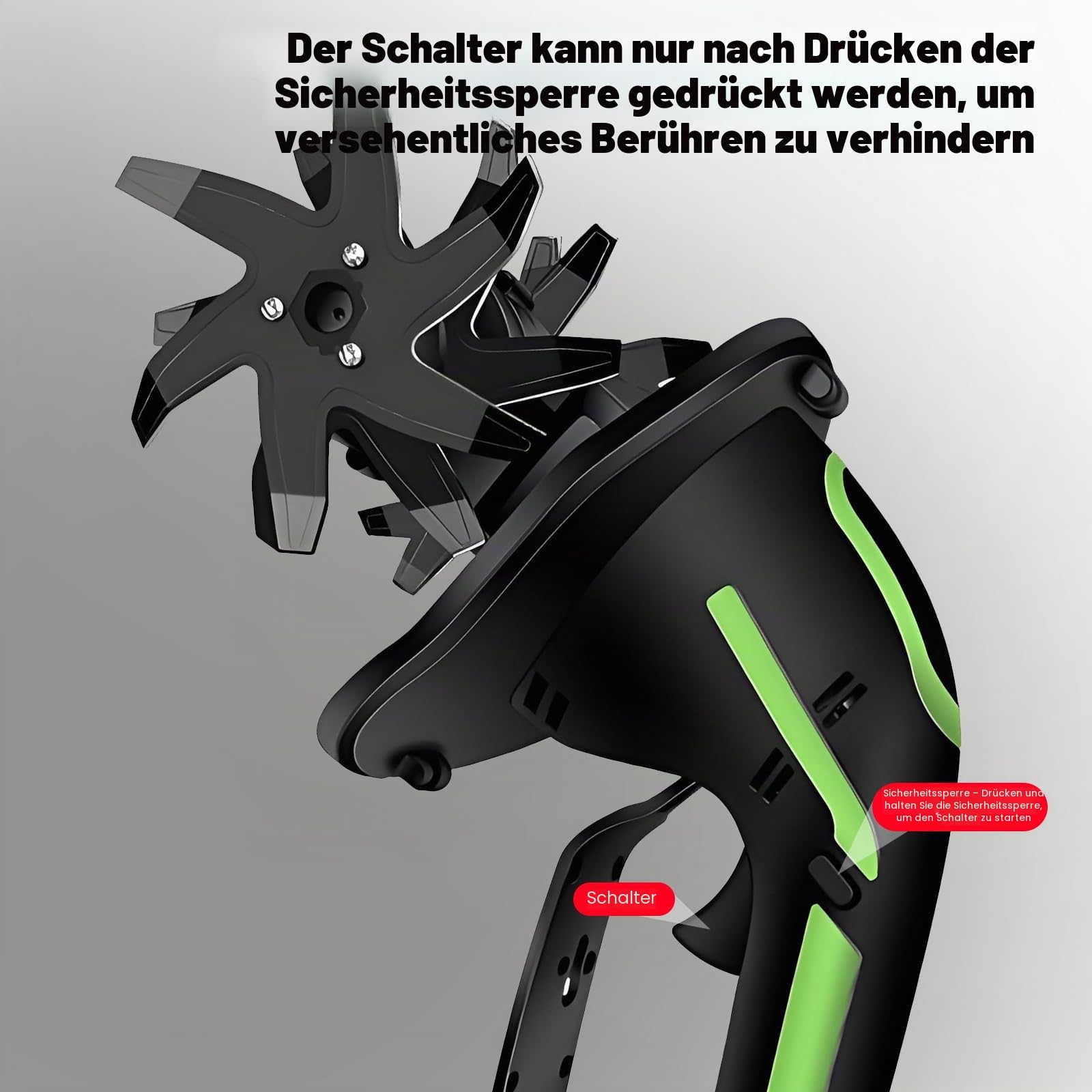 2-in-1 Akku Motorhacke 21V mit Akku, Elektrische Handgartenfräse kabellos, Leichte Bodenfräse mit 10cm Arbeitsbreite & -Tiefe, 2300RPM, für Beet, Hochbeet, Blumenbeet & Gemüsegarten (2 Batterien)