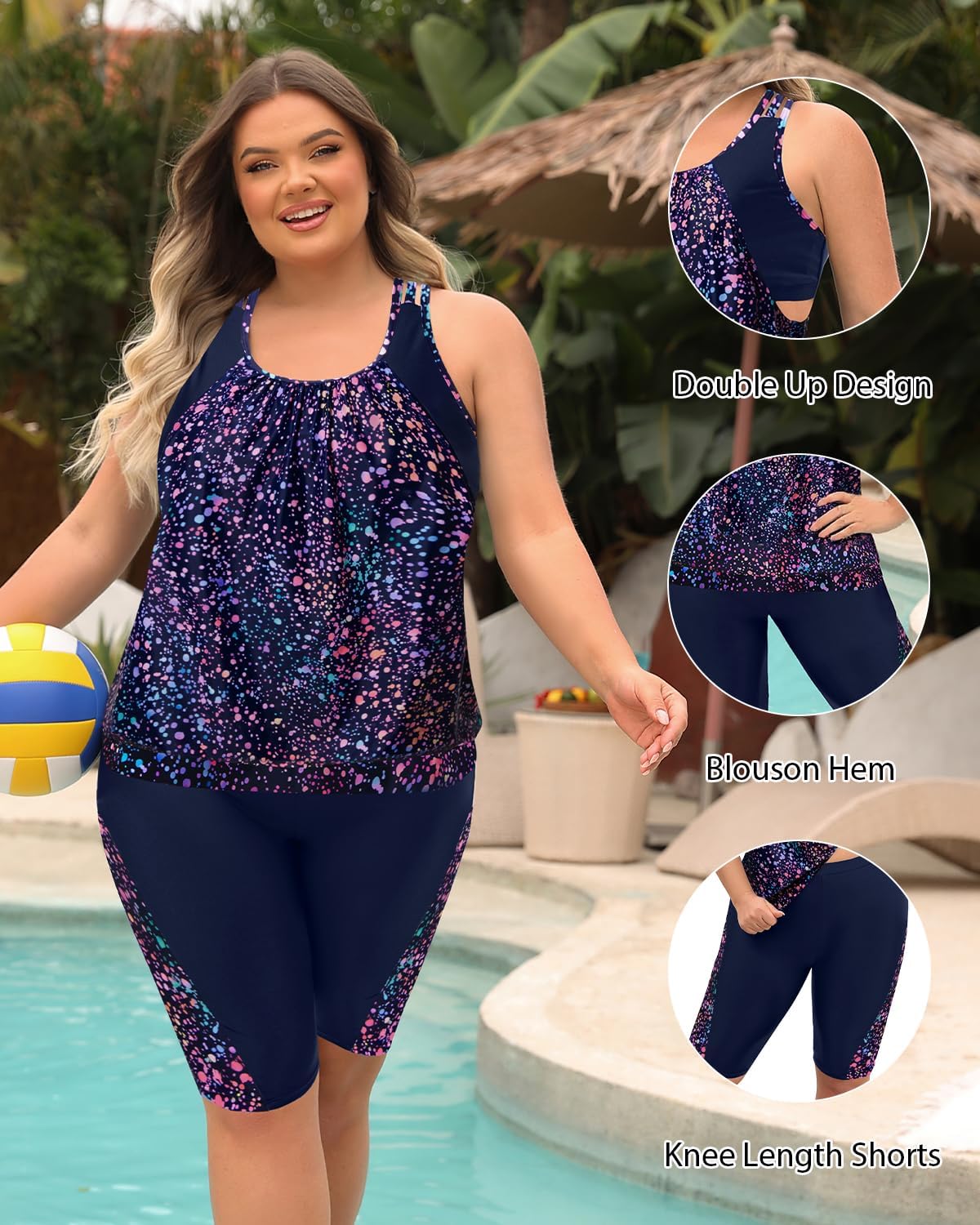 Daci Women Plus Size Tankini Swimsuit - Tummy Control 2 Piece Bathing Suit with High Waisted Capris Shorts 2025 Swimwear - Image 3