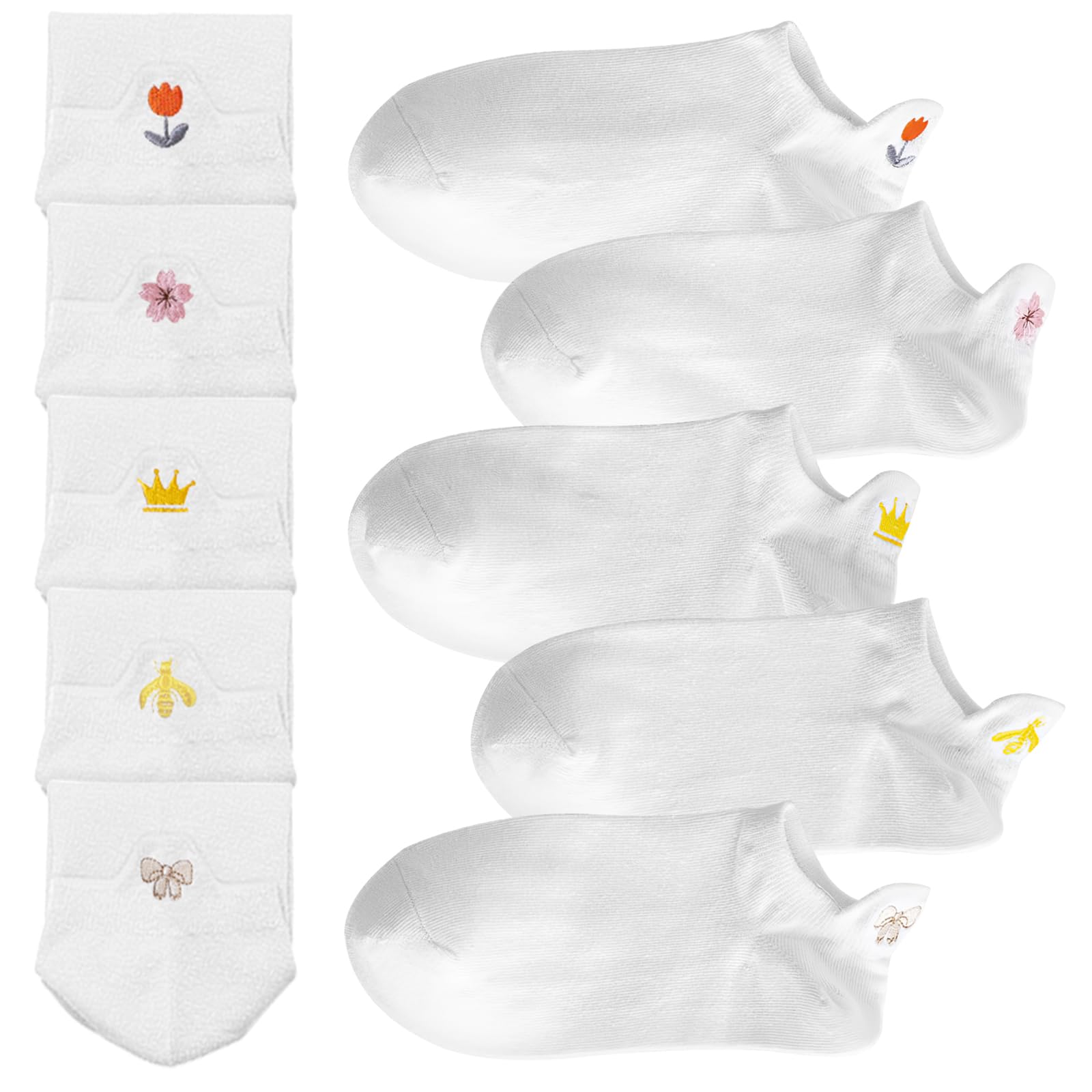 Custarchic Socks for Women Funny Novelty Crew Ankle Socks 5 Pairs (4-8)