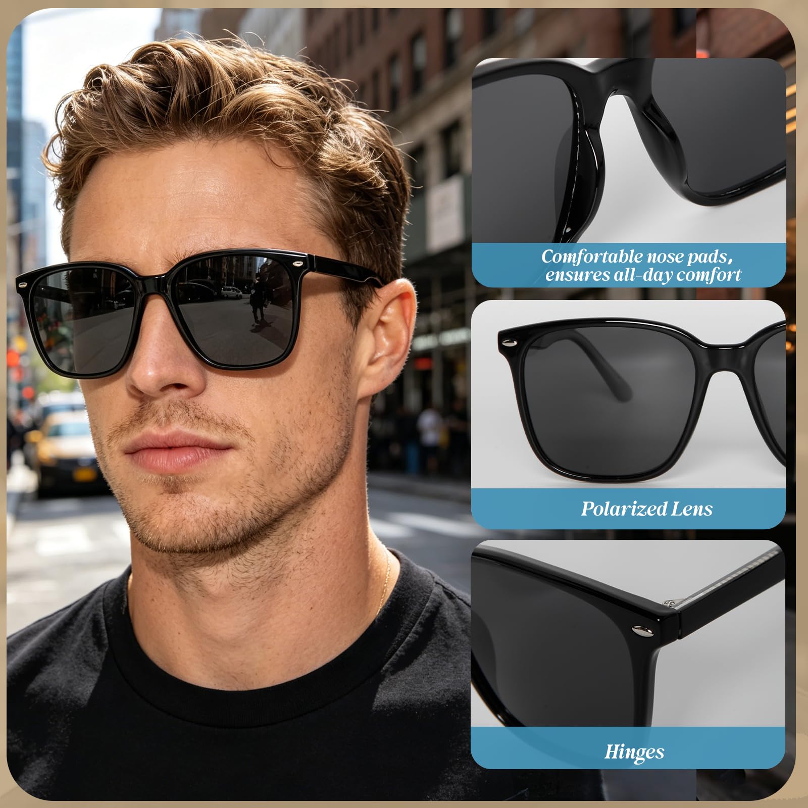 Occhiali da Sole Polarizzati Uomo Donna UV400, Lenti TAC HD Anti Riflesso, Sunglasses Uomo Polarizzati Leggeri per Guida, Pesca, Viaggio