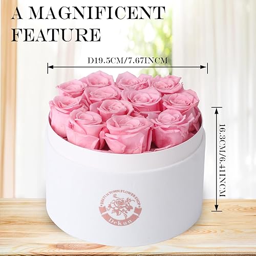 Miniatura 7 de Dekun Caja de regalo de rosa preservada, rosa real preservada para ella, rosa recién cortada de primera calidad, rosa para el día de la madre,