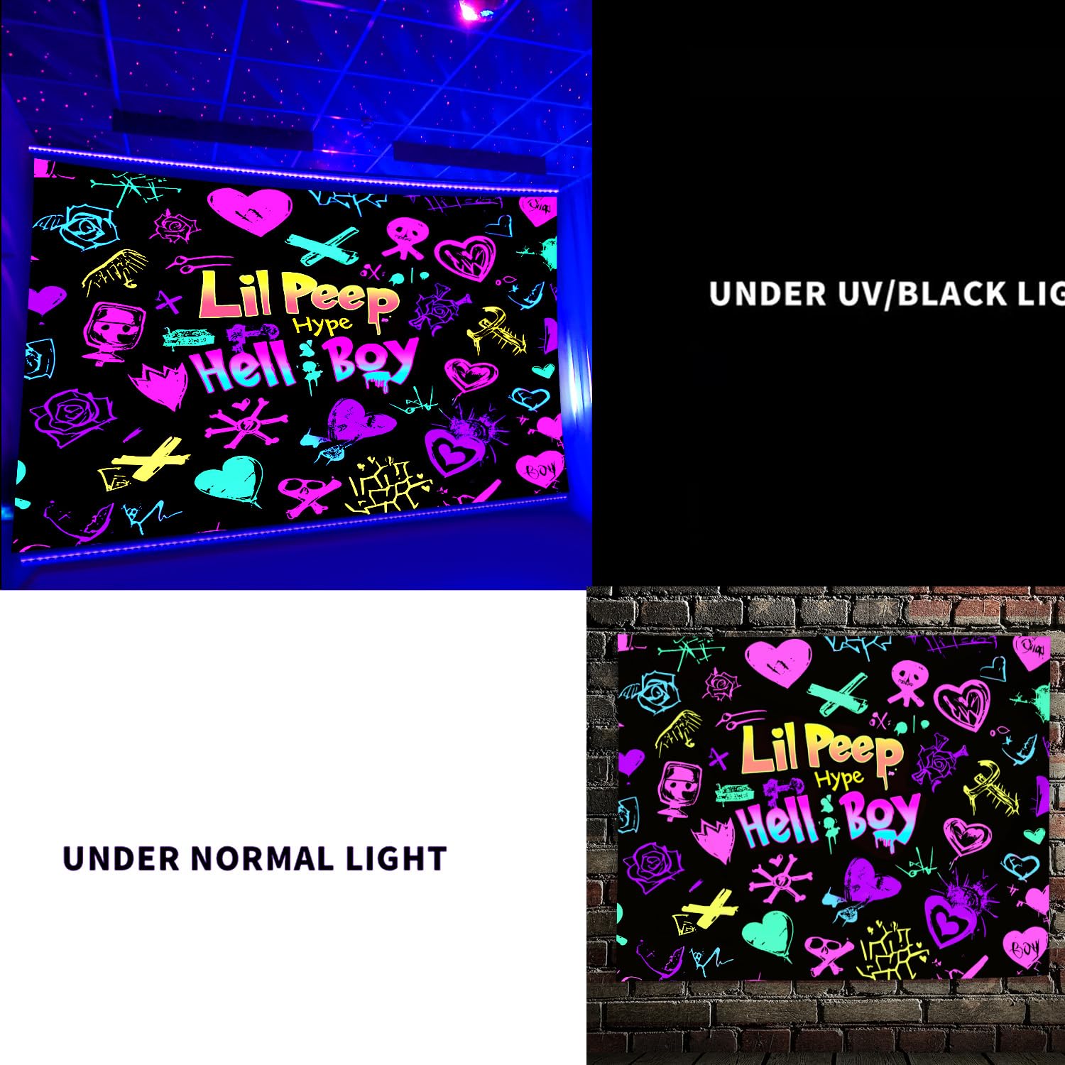 Amazon.com: PSYHILAR Blacklight Lil Peep Tapestry for Bedroom