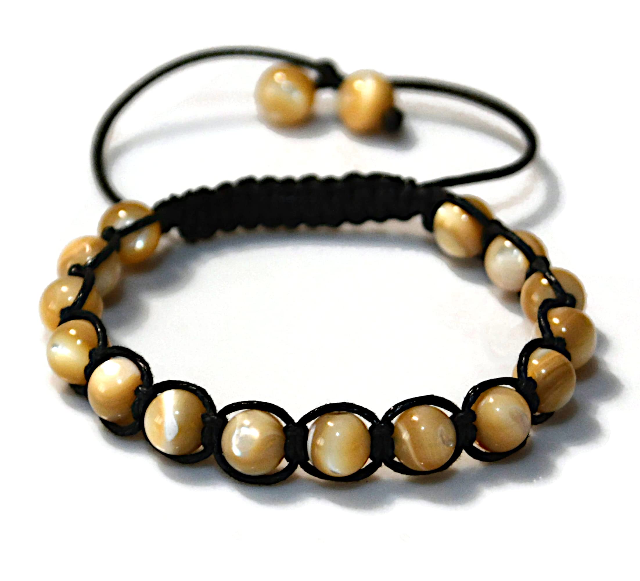 SeaWolf Gems Handmade Beaded Bracelet for Men Natural Mother of Pearl Shambhala Protection Bracelet Mens Jewelry Macrame Bracelet Gift for Him