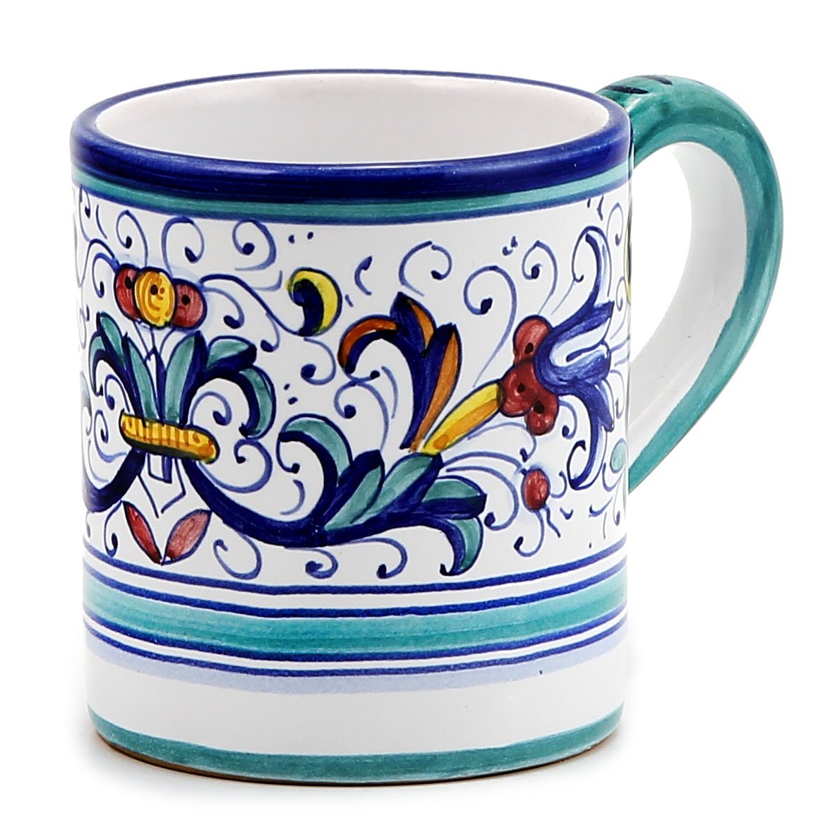 VECCHIA DERUTA: Straight Mug [#019/S-VEC] ~ Authentic hand painted in Deruta, Italy. Original design. Shipped from the USA with Certificate of Authenticity.