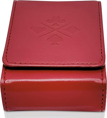 Vista 5 de Luck Lab Funda de cuero para cartas de una sola cubierta – Se adapta a tarjetas de póquer y puente (rojo vino)