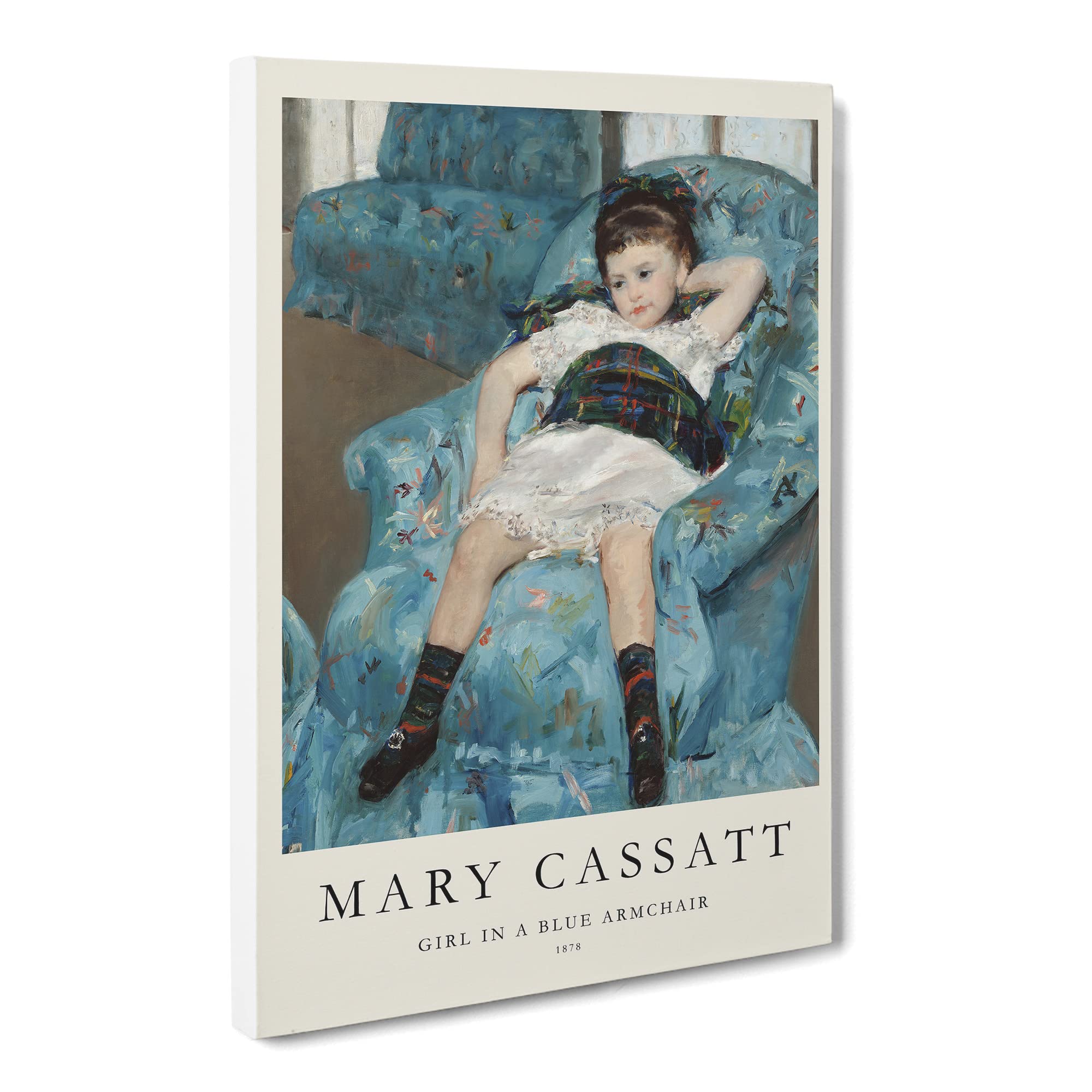 Little Girl In A Blue Armchair By Mary Cassatt Canvas Print, Mixed, 25L x 50W cm