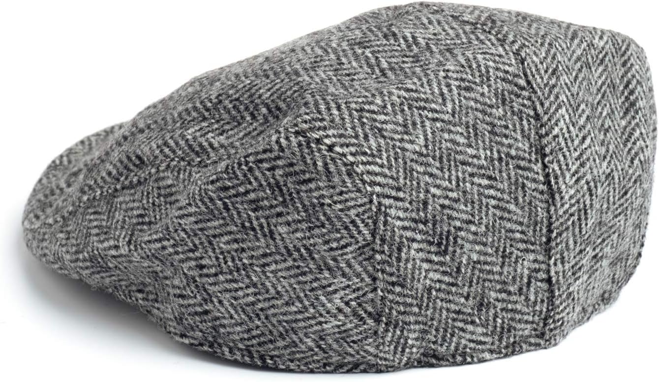 Hanna Hats Traditional Tweed Wool Donegal Touring Cap. Unisex Ivy Hat. Sewn Peak and Taffeta Lining. 100% Made in Ireland.