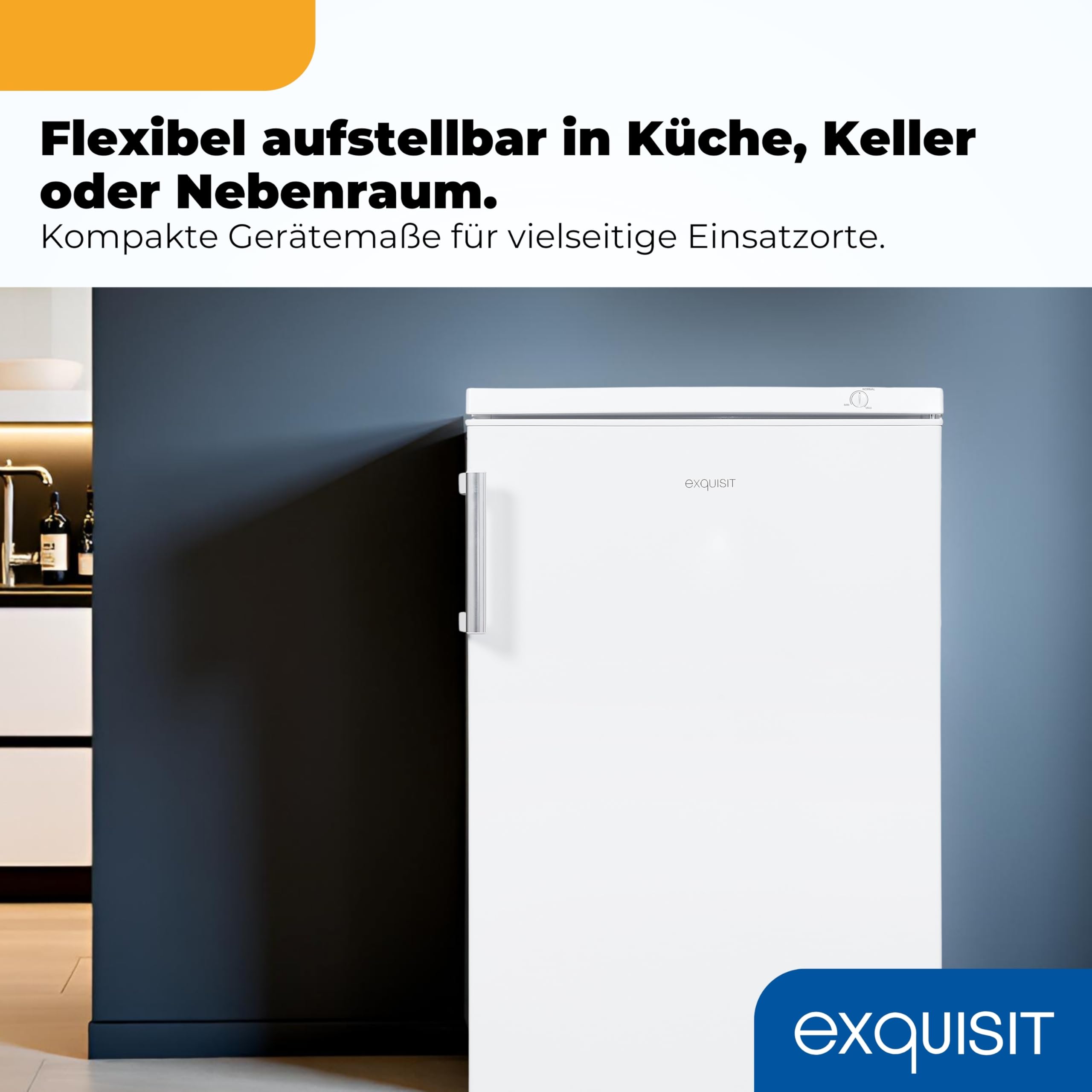 Exquisit Gefrierschrank 85 l - Mini-Tiefkühlschrank Weiss mit 3 Schubladen | 4-Sterne-Gefriergerät mit 131 kWh/Jahr, Energieklasse D, 40 dB Betriebsgeräusch und wechselbarem Türanschlag für Haushalt