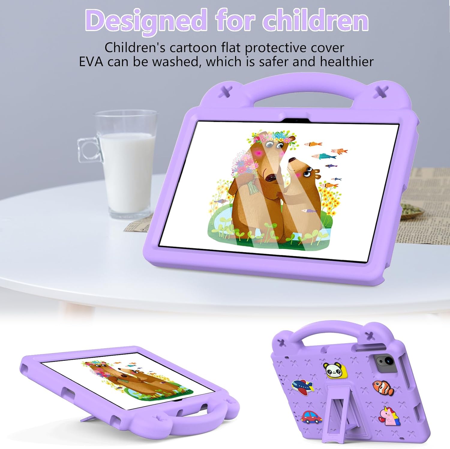YRH for Revvl Tab 2 Case 10.1 inch 2025, Kids EVA Tablet Cover with Strap Stand Handle, for Tmobile Revvl Tab 2 5G Case, Purple