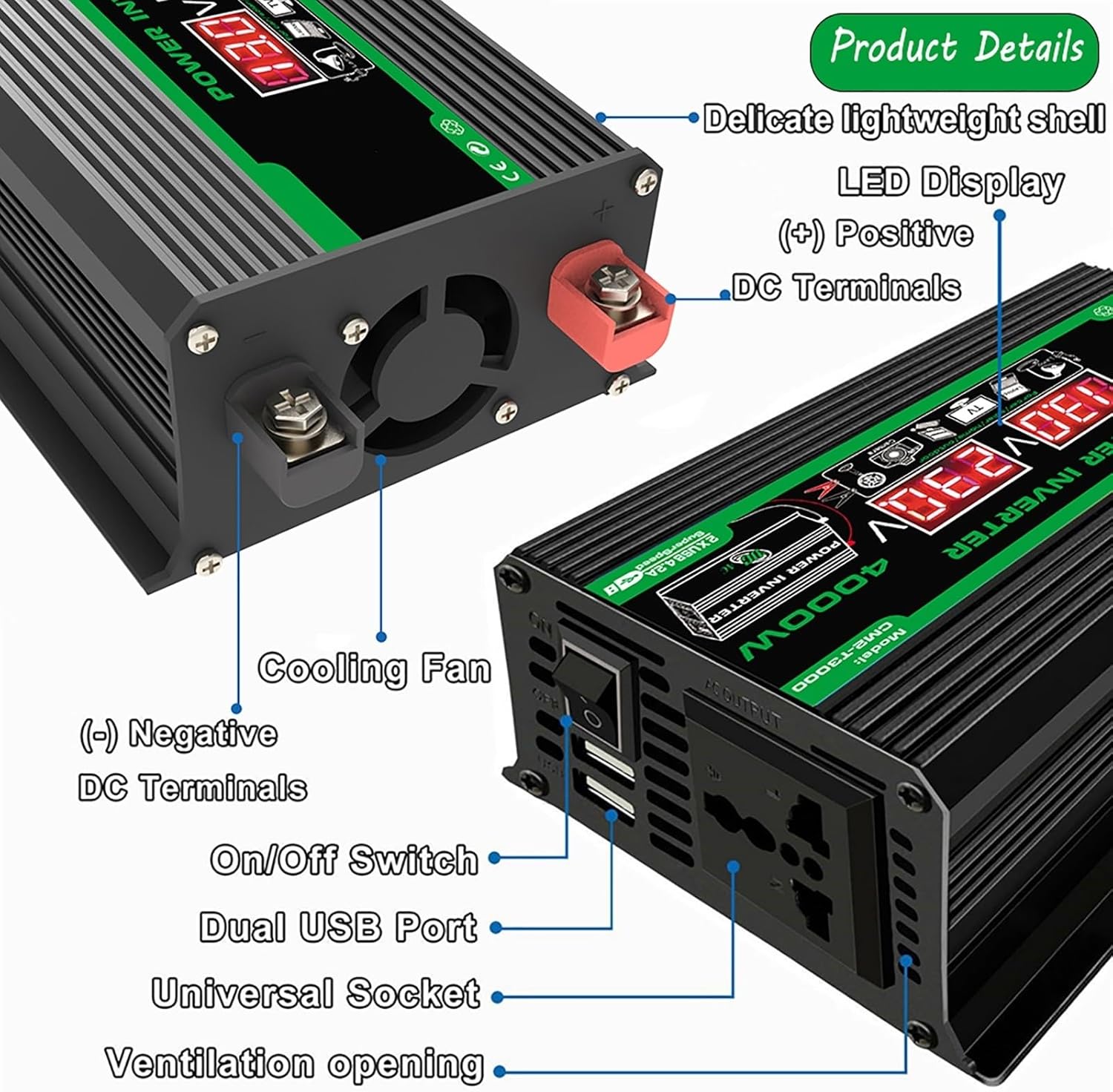 Complete 4000W Solar Inverter Kit with 50A Controller & 100W Panel - Home & Outdoor Power System, Black, 12V-220V, Ideal for Off-Grid Living & Backup Energy