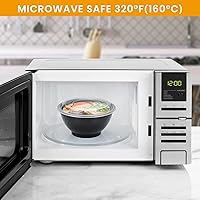 Vista 5 de Kitch'nMore Cuencos de preparación de comidas extra gruesos de 36 onzas con tapas, recipientes de plástico con cubiertas transparentes para fideos