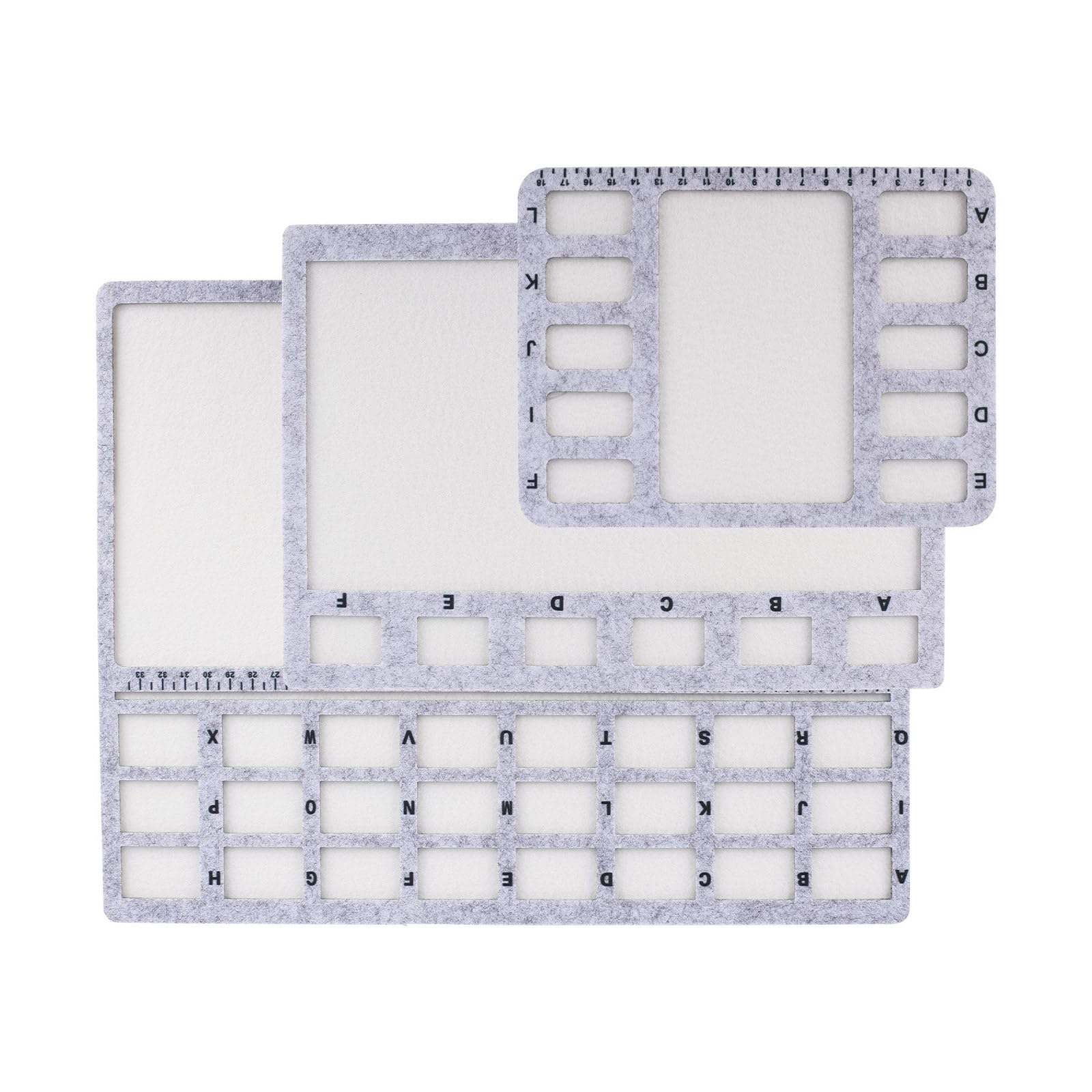 NEWFT Portable Beading Trays With Measurement Markings 3 Sizes Soft Felt For Craft Jewelry Projects