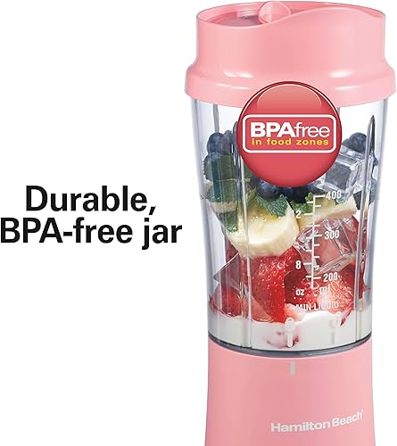 Miniatura 7 de Hamilton Beach - Batidora portátil para batidos y licuados con taza y tapa de viaje sin BPA de 14 onzas, cuchillas de acero inoxidable duraderas