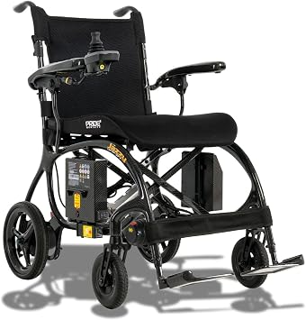 Pride Mobility Jazzy Carbon 27X Folding Travel Power Chair - 275 lb. Wt. Capacity, 3.7 mph, Lightweight Foldable Electric Wheelchair for Travel Seniors, Adults 10Ah Airline-Approved Battery Black