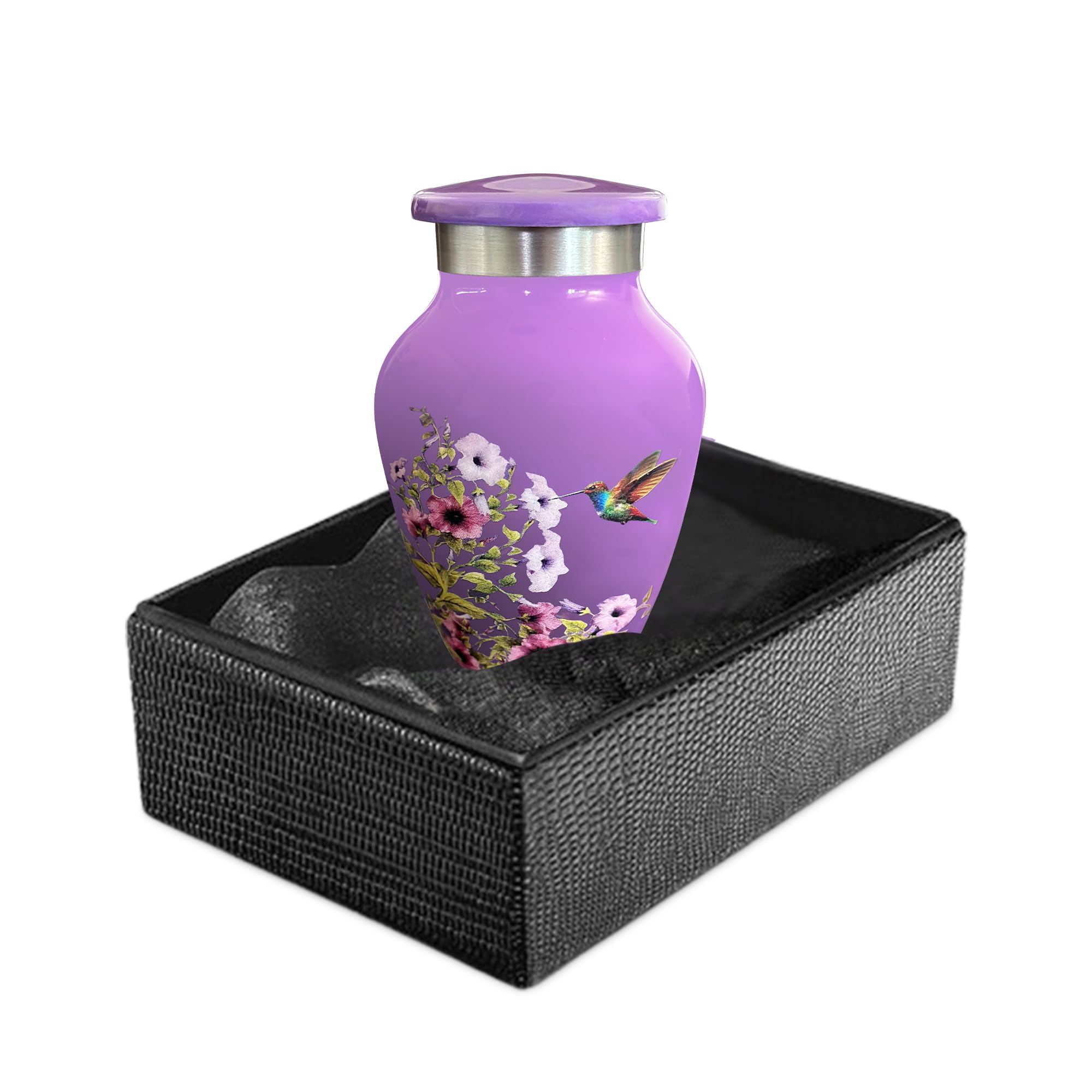 Toseng Memorials - Urns for Human Ashes Adult Female, Burial Urns, Decorative, Funeral Urns, Cremation for Women and Men - Purple, Hummingbird, 1