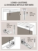 Vista 4 de Kit de Reparación de Herrajes para Puerta Plegable - 1 Paquete Kit de Herrajes para Puerta de Granero de Armario Bi-fold para Riel de 7/8" a 1