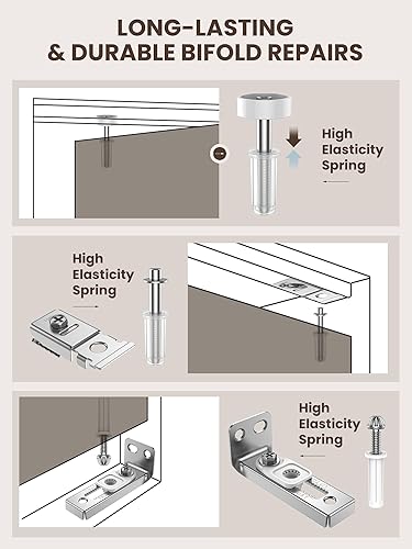 Miniatura 4 de Kit de reparación de herrajes para puerta plegable. Paquete de 2 herrajes para puertas correderas de armario plegables para pistas de 78 a 1