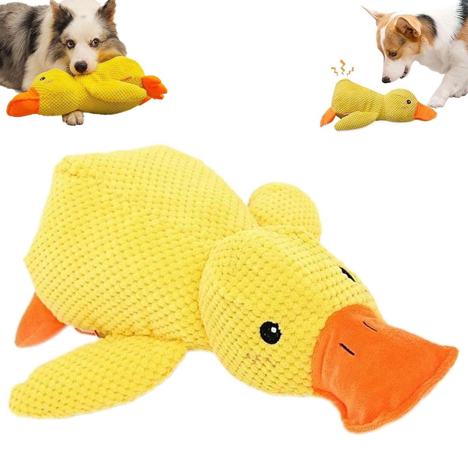 2025 New Mellow Dog Calming Duck, Quack-Quack Duck Dog Toy, Calming Duck Dog Toy, Yellow Duck Dog Toys, Emotional Support Duck for Dogs (Yellow)