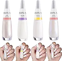 Kit 5 Esmalte Impala Francesinha Branco Clarinho Perolado Cremoso (Sonho, Top, Branco, Neném)