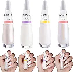 Kit 5 Esmalte Impala Francesinha Branco Clarinho Perolado Cremoso (Sonho, Top, Branco, Neném)