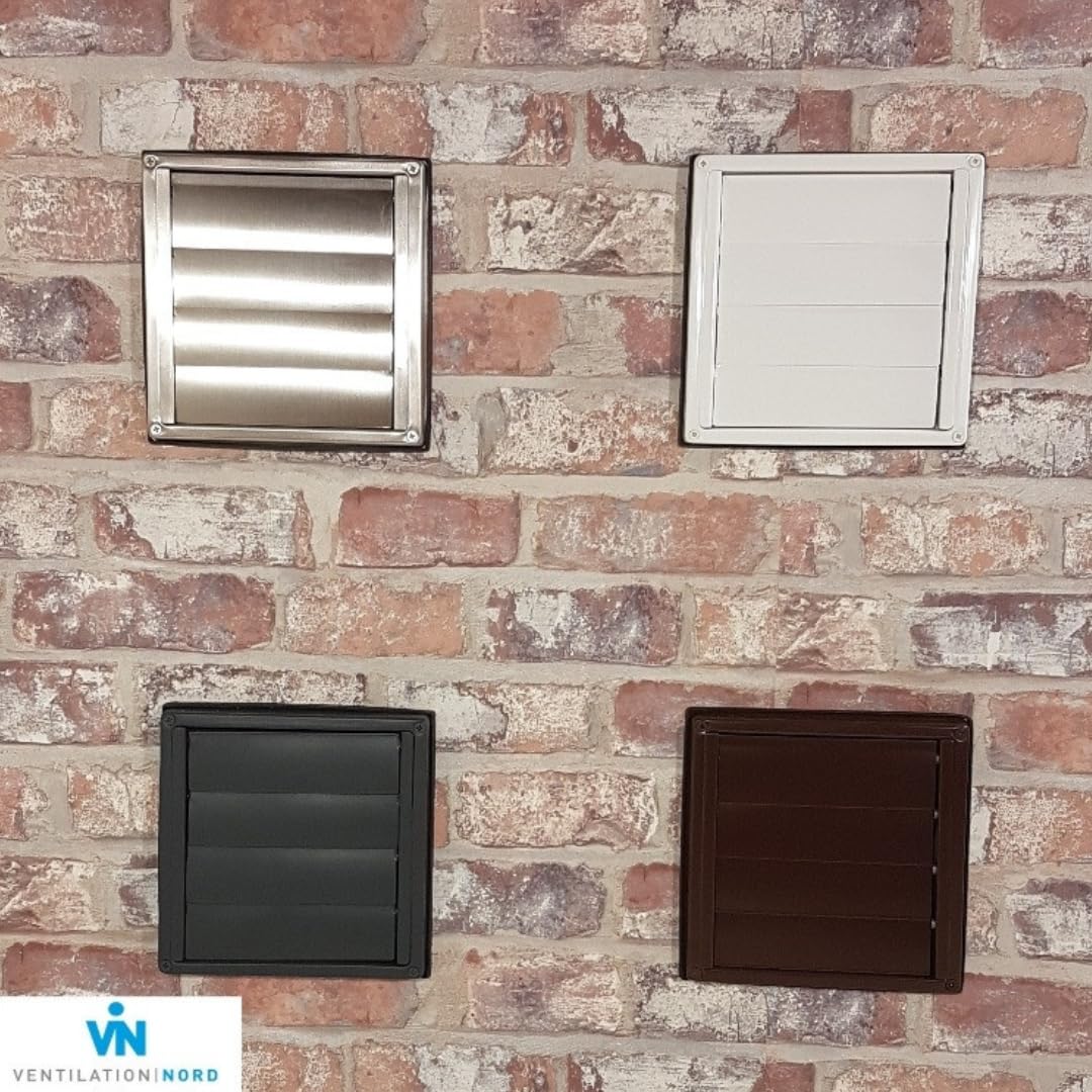 VentilationNord Mauerkasten Set mit Mauerkasten 150, Kanal-Set, Flachkanal-Anschluss, Wetterschutz-Lüftungsgitter mit Lamellen, Insektenschutz & Teleskoprohr Ø 150 | Mauerdurchführung Set