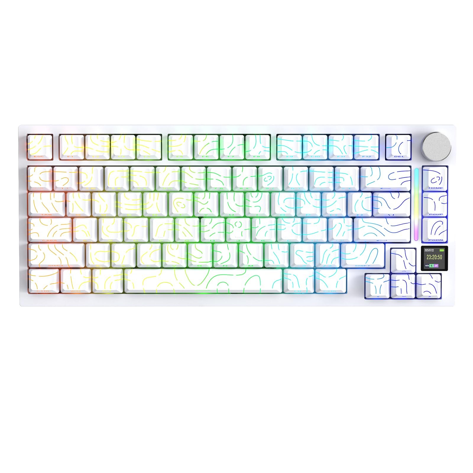 ATTACK SHARK X820 Ultra Tastiera Meccanica Wireless con Display TFT Intelligente e Manopola, Tastiera da Gaming 75% Hot Swappable, BT/2.4G/USB-C, LED RGB, Tasti PBT (Contorni Bianchi - Shark Switch)