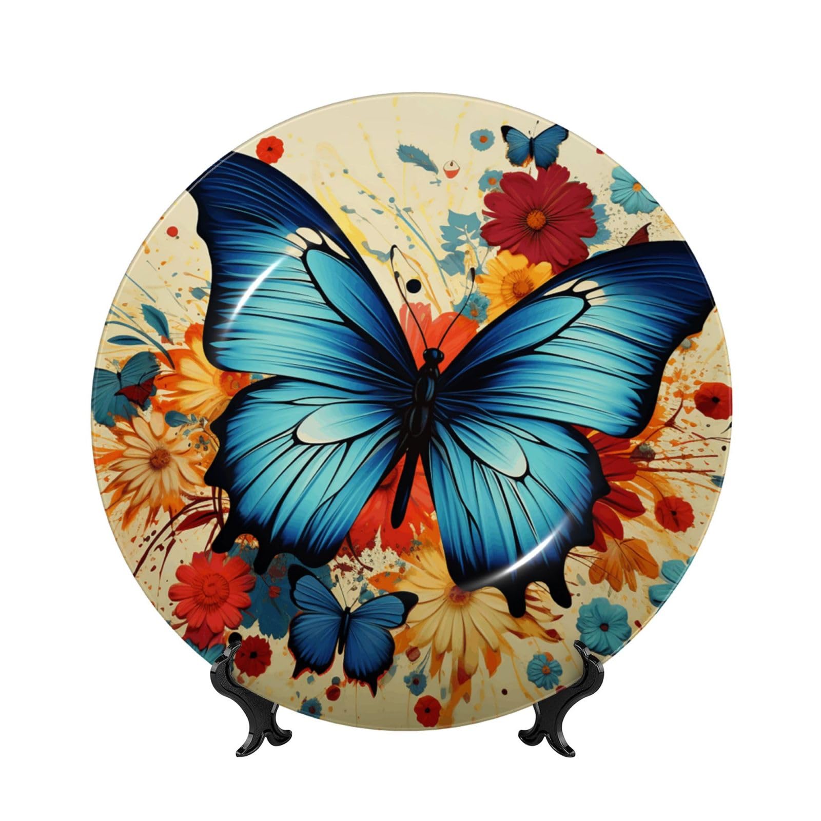 Assiette décorative en porcelaine anglaise papillon 25,4 cm ornement céramique maison