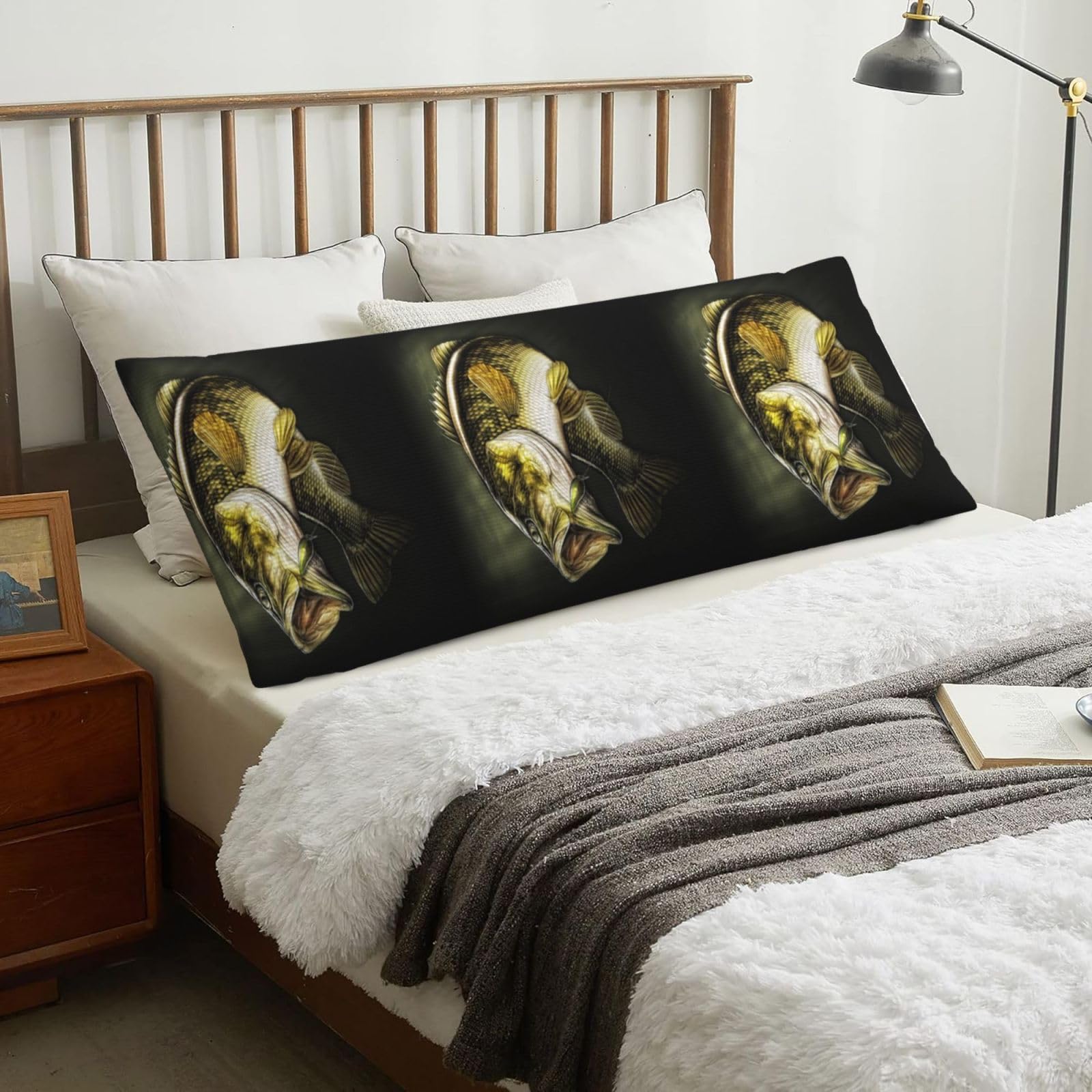 Fish Pattern, Body Pillow Cover with Zipper,Long Body Pillowcase 20 x 60 in