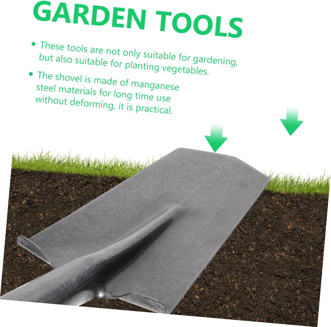 Uonlytech Manganese Steel Mini Garden Spade Narrow Tip Metal Shovel for Planting and Digging Tree Seedlings Gardening Hand Tool for Lawn and Soil Care
