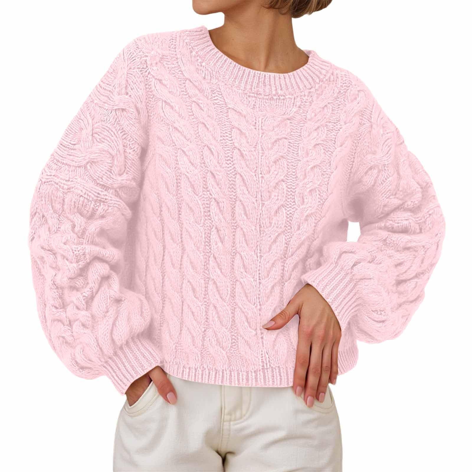 Fall Sweaters for Women 2025 Cable Knit Oversized Sweater Long Sleeve Crewneck Pullover Casual Loose Coat Outwear Clothes