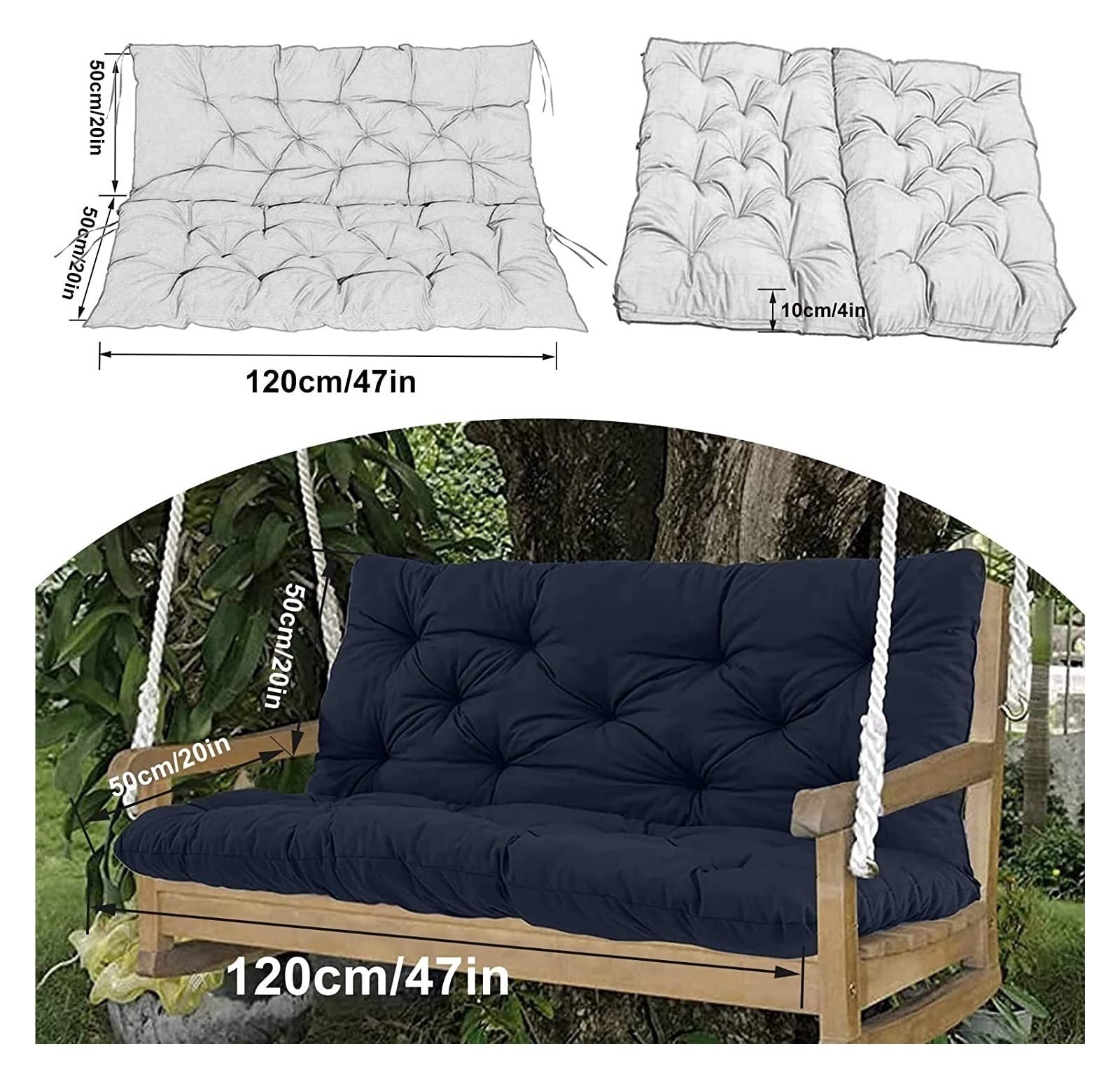 Cuscino impermeabile in pelliccia da giardino – Cuscini di ricambio per dondolo e panca – Accessori da giardino morbidi ed eleganti per il massimo comfort