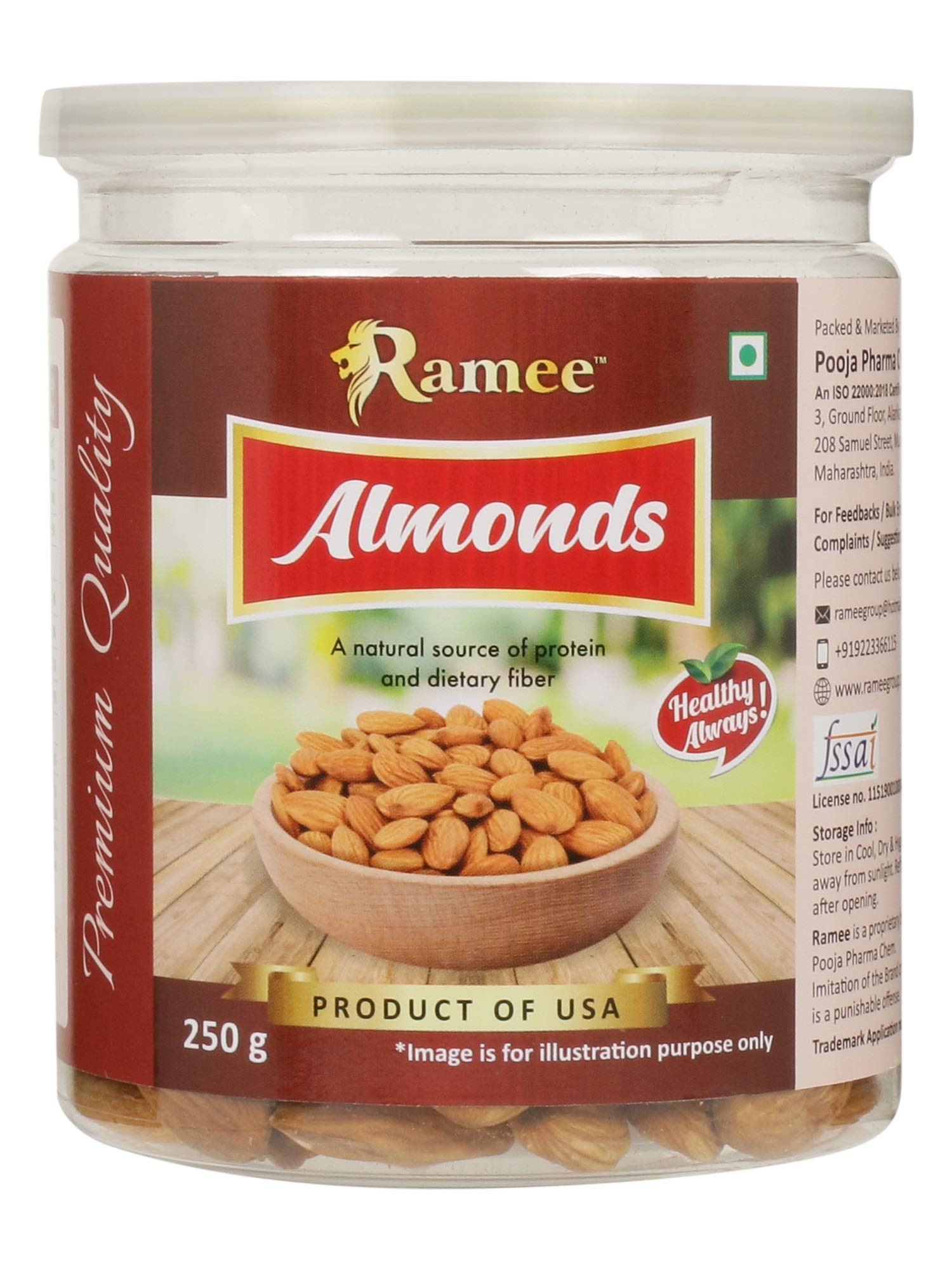 Ramee Almonds 250 Grams Jar