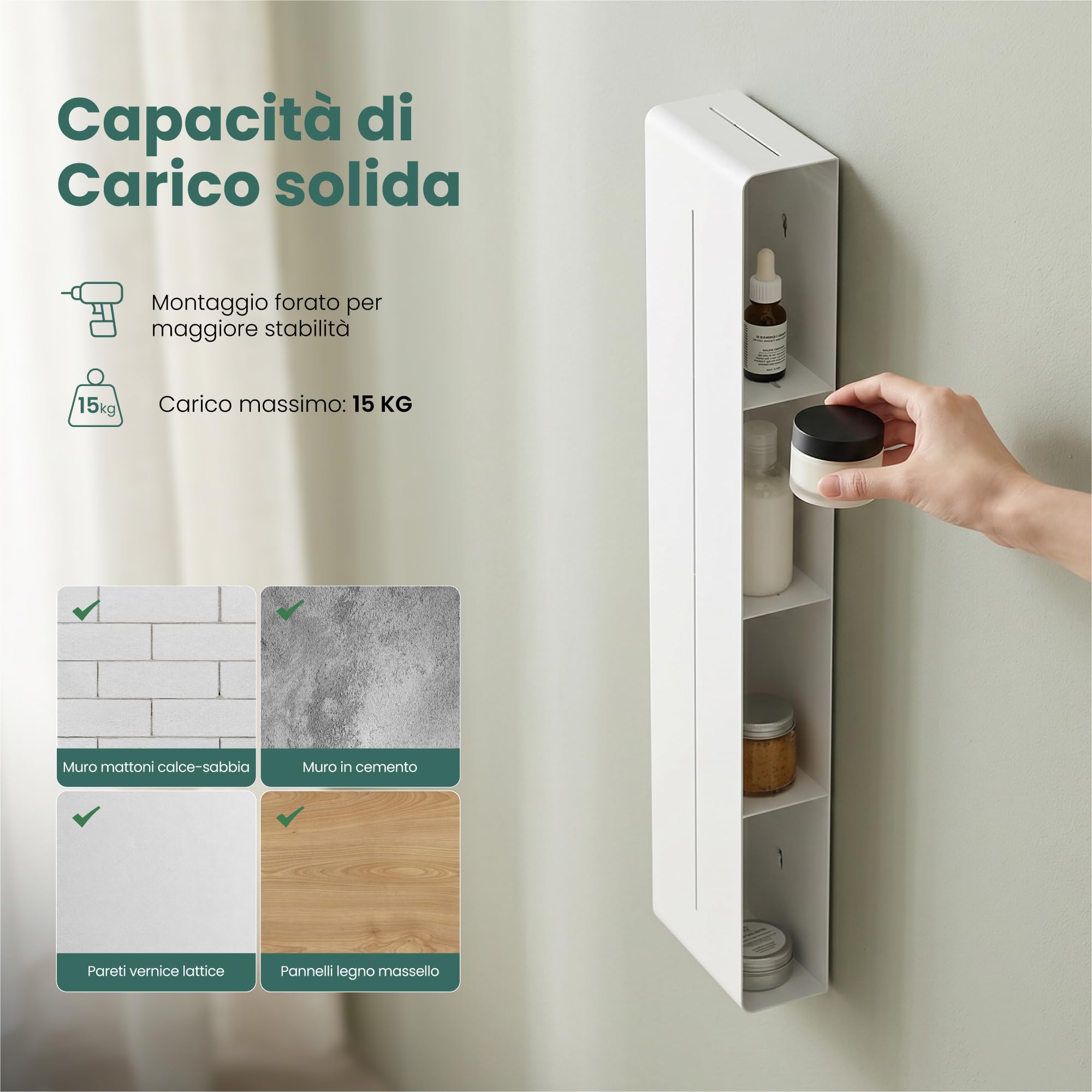 Mai & Mai Mensola da Bagno Multifunzionale, Bianco