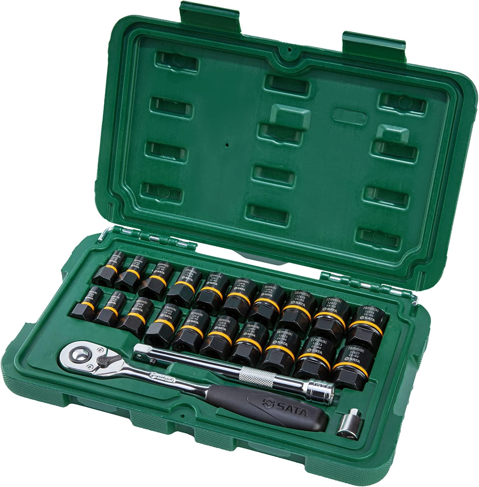 SATA ST09137 13 Pc 1/4" and 3/8" BoltBiter Bolt and Nut Extraction Set, with Bidirectional Design to Remove and Reuse Damaged Fasteners, Green