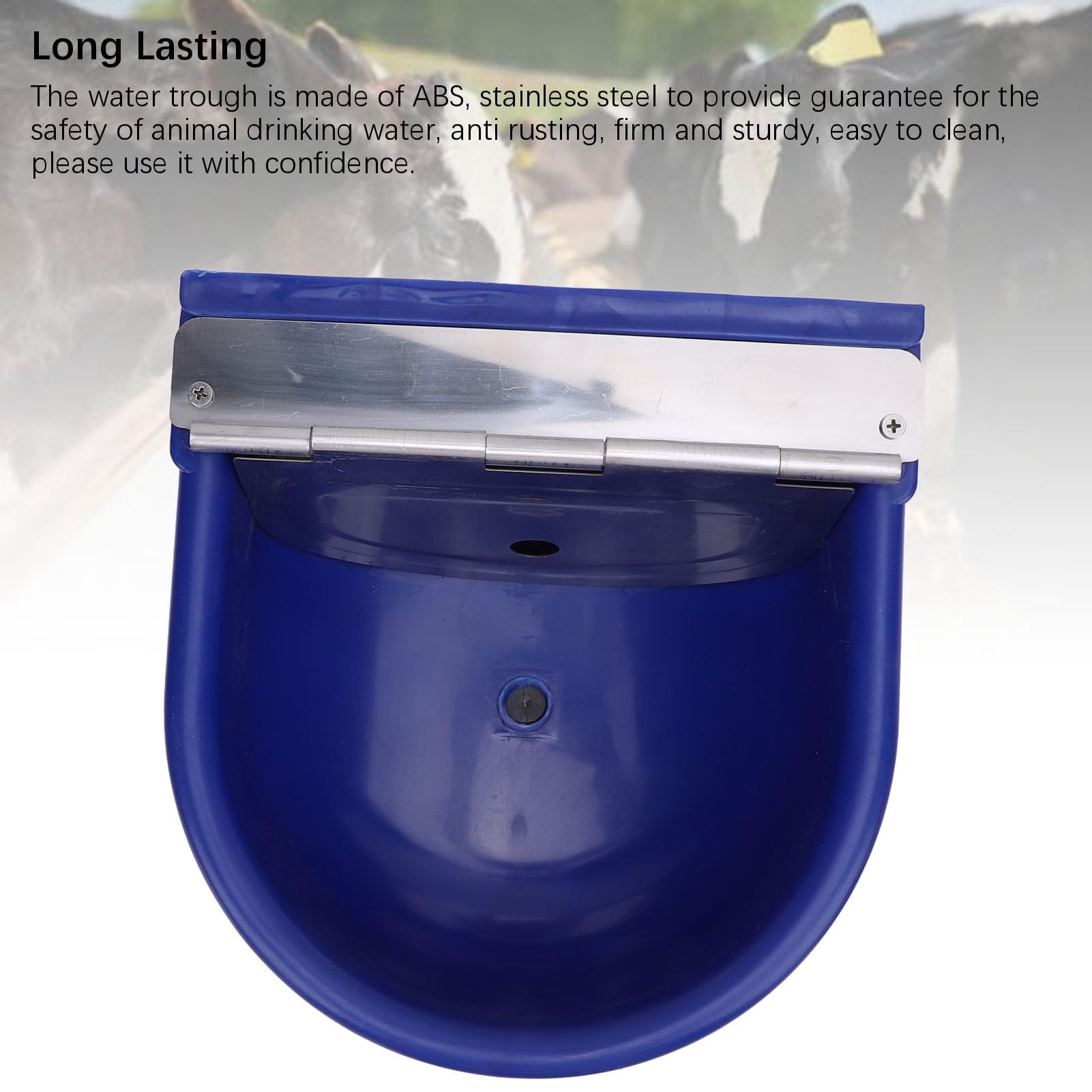 Mangiatoia Automatica per Bestiame in Acciaio Inossidabile, Livello Dell'acqua Regolabile, Ranch con Abbeveratoio per Bestiame per Cavalli, Bovini, Capre, Forniture per Animali (blu scuro)