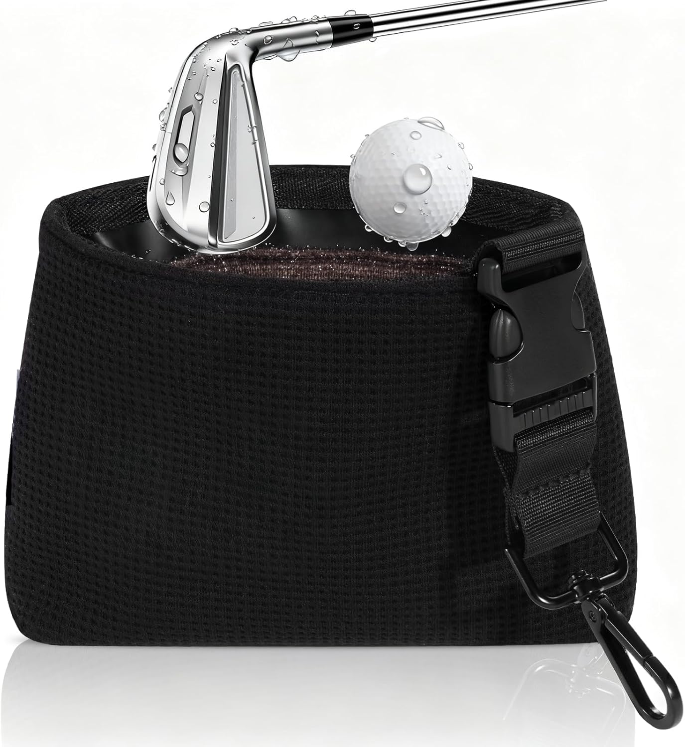 Golf Club Cleaner Bag, Golf Ball Cleaner, Portable Washer Pouch, Compact Cleaning Bag Kit with Detachable Clip, Quick Dirt & Grass Removal
