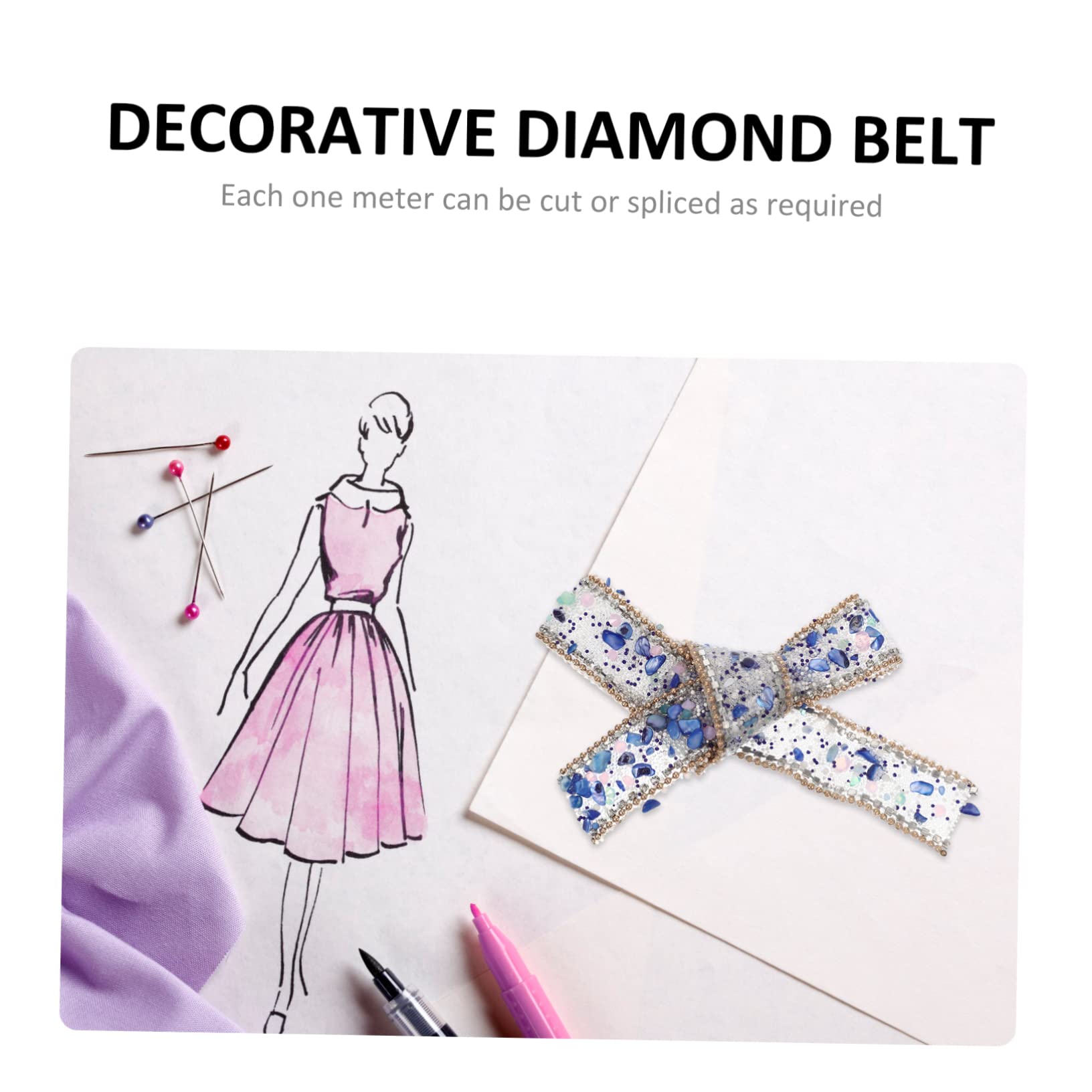 Tofficu 5rollen Dekoratives Strassband Für Kleidung Handgefertigtes Rhinestone Band Mit Goldperlen Lange Bastel-dekoration Für Hochzeiten Und Feste