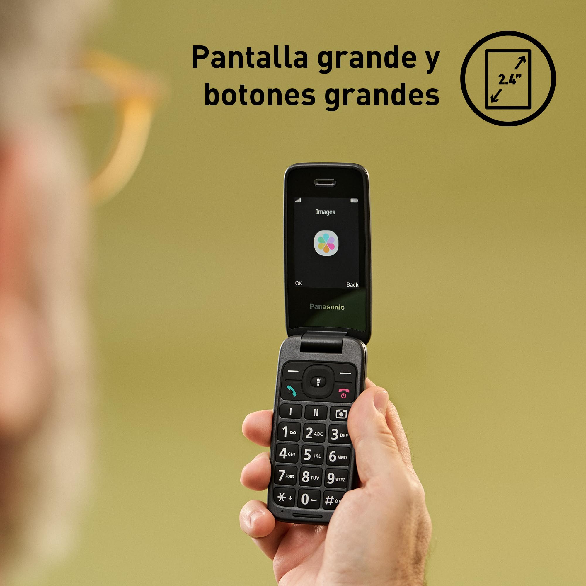 Panasonic KX-TU410 Teléfono Móvil 4G con Tapa 2,4 Pulgadas, Botón SOS, Bluetooth 5.0, HAC, Manos Libres, IP44, Negro