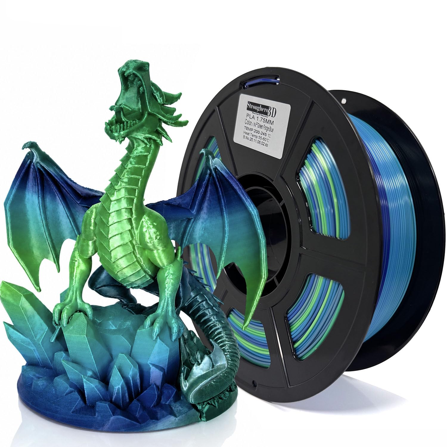 Filament do drukarek 3D PLA 1,75 mm, jedwabny zielony i niebieski Galaxy Blue, dokładność 1 kg +/-0,05 mm dla ender3 Cr10 Sovol