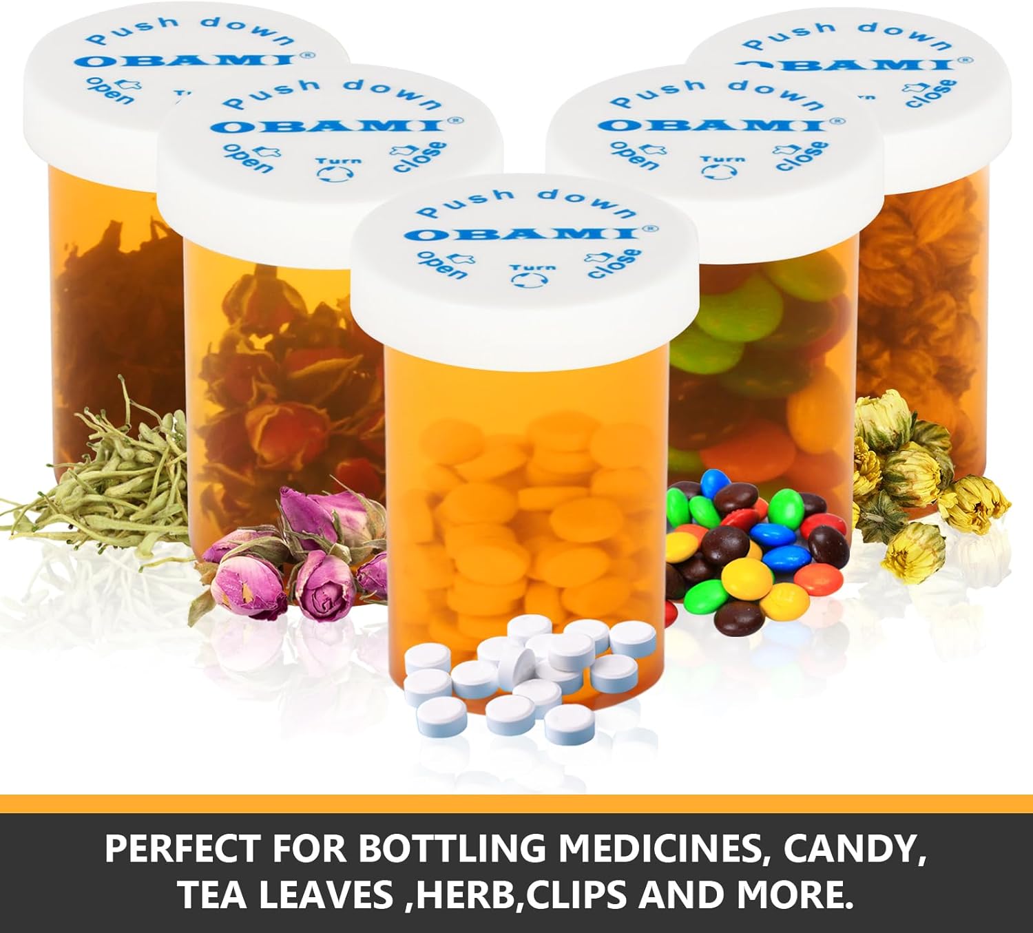 Plastic Medicine Pill Bottles with Child Resistant Caps - Push Down and Turn - Prescription Vial, Medicine Container, Pill Cases Dispenser Organizers (12pcs, 40 Dram)
