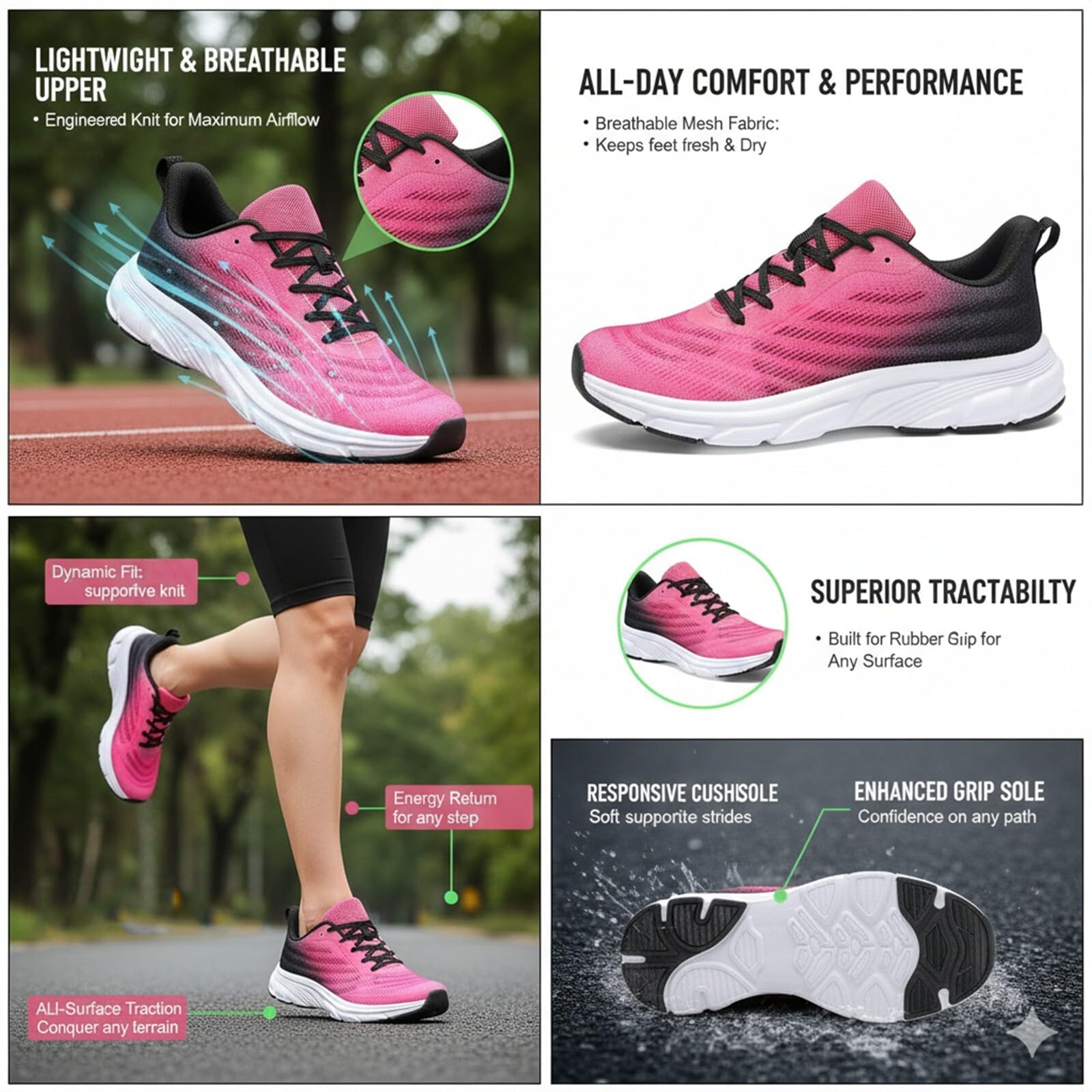 Scarpe da ginnastica da donna in rete traspirante, da tennis, corsa, scarpe casual da passeggio per palestra, viaggi, lavoro e allenamento