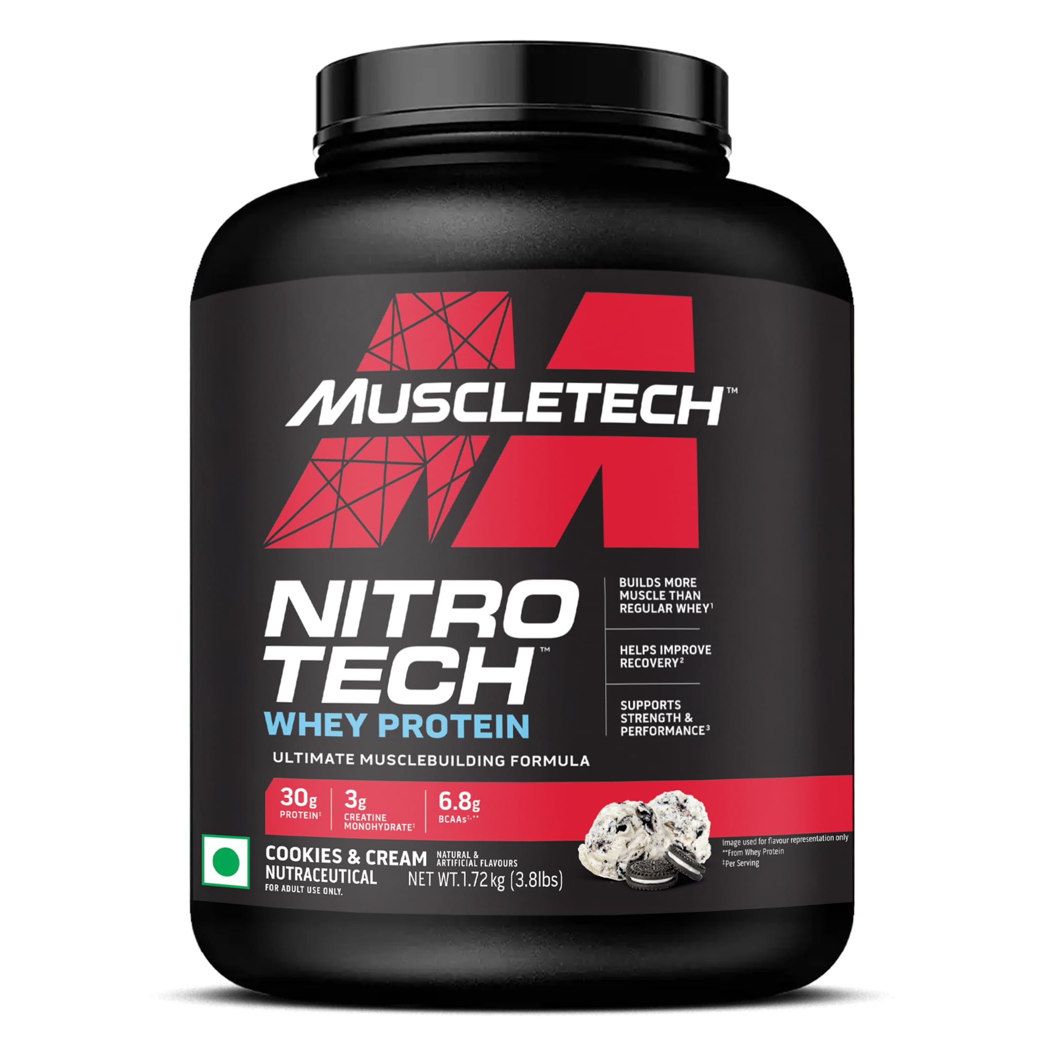 MuscleTech Nitro-Tech Whey Protein, 1.72kg (3.8lbs), Milk Chocolate, 30g Protein, 3g creatine monohydrate, 6.7g BCAA, ultimate muscle building formula, increase strength & performance — Amazon image 15